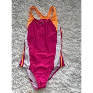 Speedo Girls Sz. 16 Pink And Orange Swimsuit. Excellent Condition
